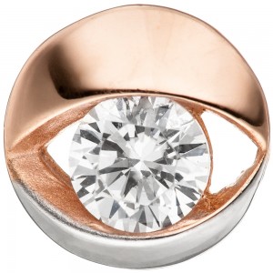 Anhänger rund 333 Rotgold bicolor 1 Zirkonia Rotgoldanhänger