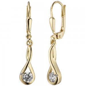 Ohrhänger 333 Gelbgold 2 Zirkonia Ohrringe Goldohrringe