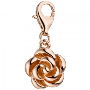 Einhänger Charm Rose 925 Silber rotgold vergoldet Anhänger für Bettelarmband