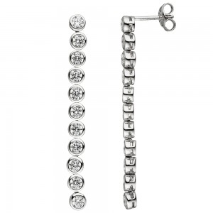 Ohrhänger lang 925 Silber 22 Zirkonia Ohrringe Ohrstecker Silberohrringe