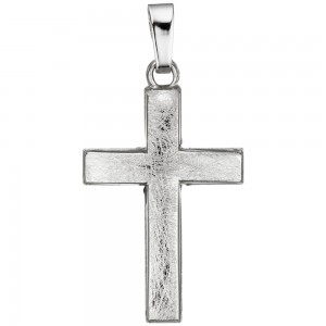 Anhänger Kreuz 585 Weißgold eismatt Kreuzanhänger Weißgoldkreuz