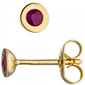 Ohrstecker 333 Gelbgold 2 Rubine rot Ohrringe Goldohrringe Rubinohrringe