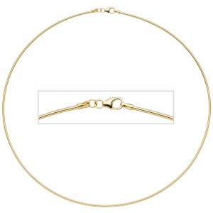 Halsreif 925 Sterling Silber gold vergoldet 1,5mm 45cm Kette Halskette