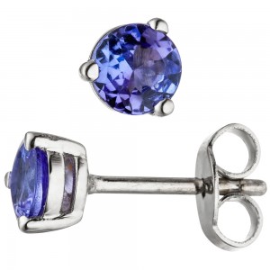 Ohrstecker 585 Weißgold 2 Tansanite blau Ohrringe Weißgoldohrringe