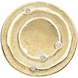 Anhänger rund 585 Gelbgold matt 4 Diamanten Brillanten 0,04ct. Goldanhänger