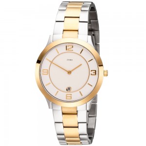 JOBO Herren Armbanduhr Quarz Analog Edelstahl bicolor vergoldet Herrenuhr Datum