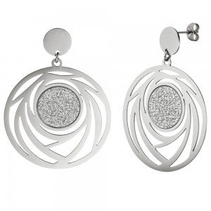 Ohrhänger rund aus Edelstahl mit Glitzer-Effekt Ohrringe Ohrstecker