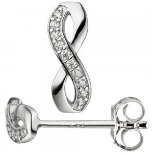 Ohrstecker Unendlich 925 Sterling Silber mit Zirkonia Ohrringe Silberohrringe
