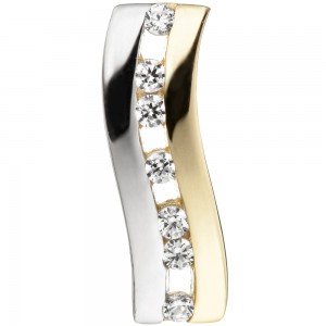 Anhänger 333 Gelbgold bicolor mit Zirkonia Goldanhänger 0.9g