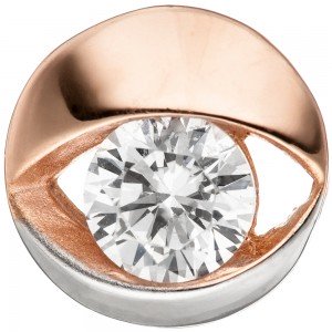 Anhänger rund 333 Rotgold bicolor 1 Zirkonia Rotgoldanhänger