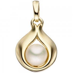 Anhänger Tropfen 333 Gelbgold 1 Süßwasser Perle Perlenanhänger Goldanhänger