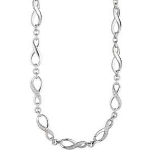 Collier Halskette Unendlich 925 Silber mit Zirkonia 48cm Kette Silberkette