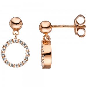 Ohrhänger 925 Sterling Silber rotgold vergoldet mit Zirkonia Ohrringe Ohrstecker