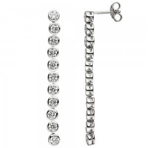 Ohrhänger lang 925 Silber 22 Zirkonia Ohrringe Ohrstecker Silberohrringe