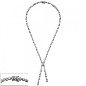Collier Halskette 925 Sterling Silber mit Zirkonia 42cm Kette Silberkette