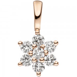 Anhänger 585 Rotgold 7 Diamanten Brillanten Goldanhänger Brillantanhänger