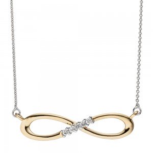 Collier Halskette Unendlich 585 Gold bicolor 5 Diamanten Brillanten Kette
