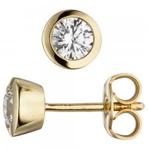 Ohrstecker rund 333 Gelbgold 2 Zirkonia Ohrringe Goldohrringe