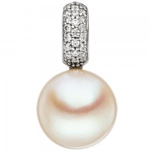 Anhänger Einhänger 333 Gold Weißgold 1 Süßwasser Perle 22 Zirkonia
