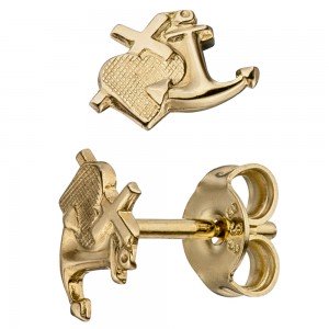 Ohrstecker Glaube Liebe Hoffnung 333 Gelbgold matt Ohrringe Goldohrringe