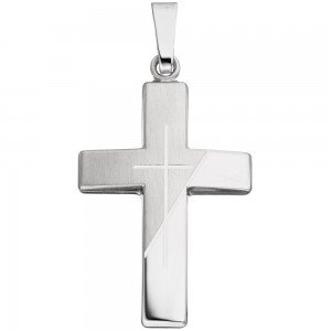 Anhänger Kreuz 925 Sterling Silber matt Kreuzanhänger Silberanhänger Silberkreuz