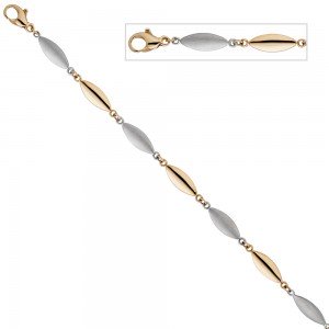 Armband 585 Gelbgold Weißgold bicolor matt 19,5cm Goldarmband