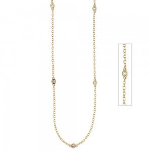 Collier Halskette 925 Sterling Silber gold vergoldet 7 Zirkonia 47cm Kette