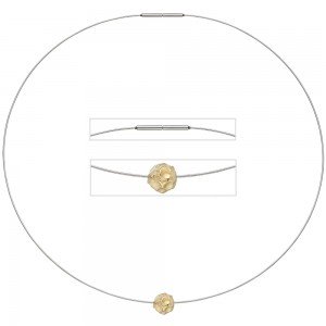 Collier Kette mit Anhänger aus Edelstahl mit 585 Gold kombiniert matt 42cm