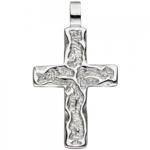Anhänger Kreuz 925 Sterling Silber gehämmert Kreuzanhänger Silberkreuz