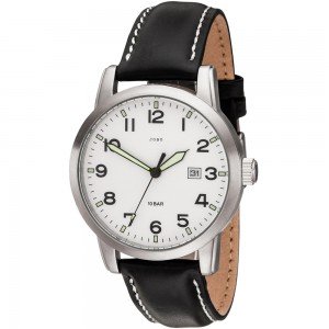 JOBO Herren Armbanduhr Quarz Analog Edelstahl Lederband schwarz Herrenuhr Datum
