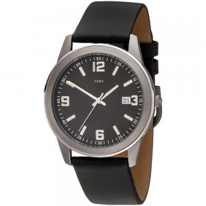 JOBO Herren Armbanduhr Quarz Analog Titan Lederband schwarz Herrenuhr mit Datum