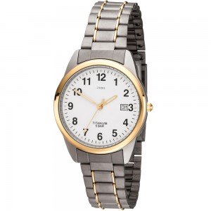 JOBO Herren Armbanduhr Quarz Analog Titan bicolor vergoldet Herrenuhr mit Datum