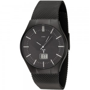 JOBO Herren Armbanduhr schwarz Funk Funkuhr Edelstahl Herrenuhr mit Datum