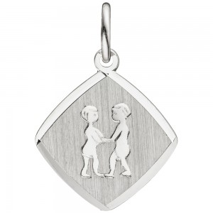 Anhänger Sternzeichen Zwilling 925 Sterling Silber matt Sternzeichenanhänger