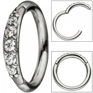Segmentring Edelstahl mit SWAROVSKI® ELEMENTS Scharnier Ringstärke 1,2mm