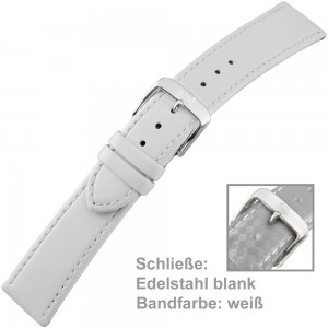 Uhrenarmband Ladies 22mm Kalbsleder weiß mit Schließe aus Edelstahl
