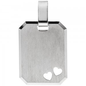 JOBO Anhänger Herz Herzen Gravur Gravurplatte eckig 925 Silber matt