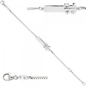Schildband Lokomotive Dampflok 925 Sterling Silber 14cm Gravur ID Armband