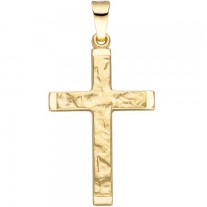 Anhänger Kreuz 585 Gelbgold gehämmert Goldanhänger Goldkreuz Kreuzanhänger