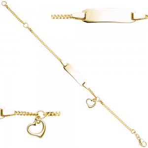 Schildband mit Herz 333 Gelbgold Gravur ID Armband