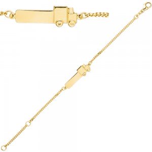 Schildband Lastwagen LKW 333 Gelbgold 14cm Gravur ID Armband
