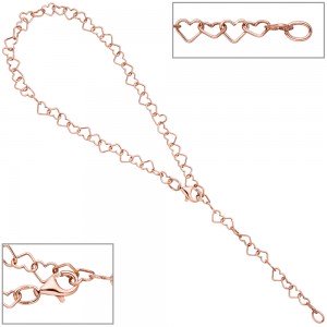 Fußkettchen Fußkette 925 Silber rotgold vergoldet 27cm variabel verkürzbar