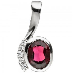 Anhänger 925 Sterling Silber mit Zirkonia 1 Granat rot Silberanhänger