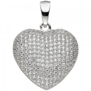 Anhänger Herz 925 Sterling Silber mit Zirkonia Herzanhänger Silberanhänger