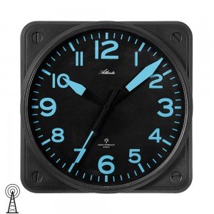 Funkwanduhr analog schwarz eckig leise ohne Ticken