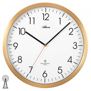 Funkwanduhr analog golden rund leise ohne Ticken