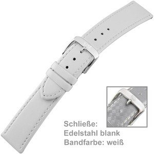 Uhrenarmband Ladies 20mm Kalbsleder weiß mit Schließe aus Edelstahl