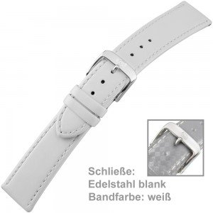 Uhrenarmband Ladies 22mm Kalbsleder weiß mit Schließe aus Edelstahl