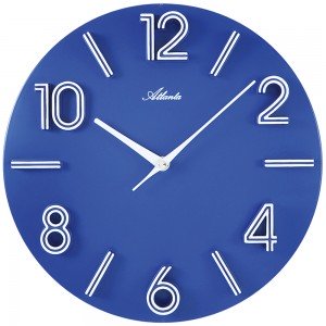 Wanduhr Quarz analog blau rund