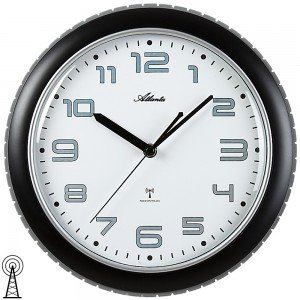 Funkwanduhr analog schwarz grau rund
